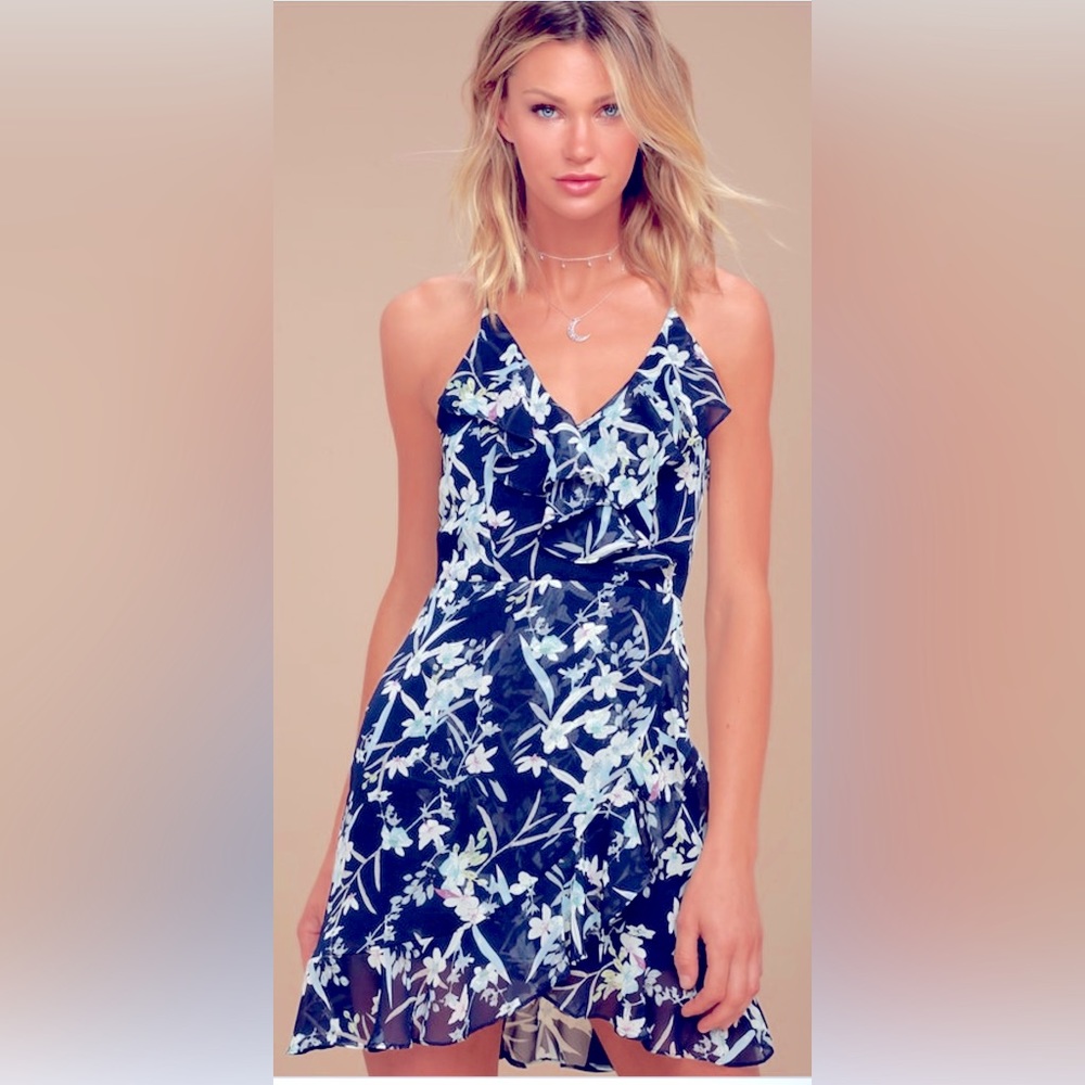 Belong to You Navy Blue Floral Print
Sleeveless Dress